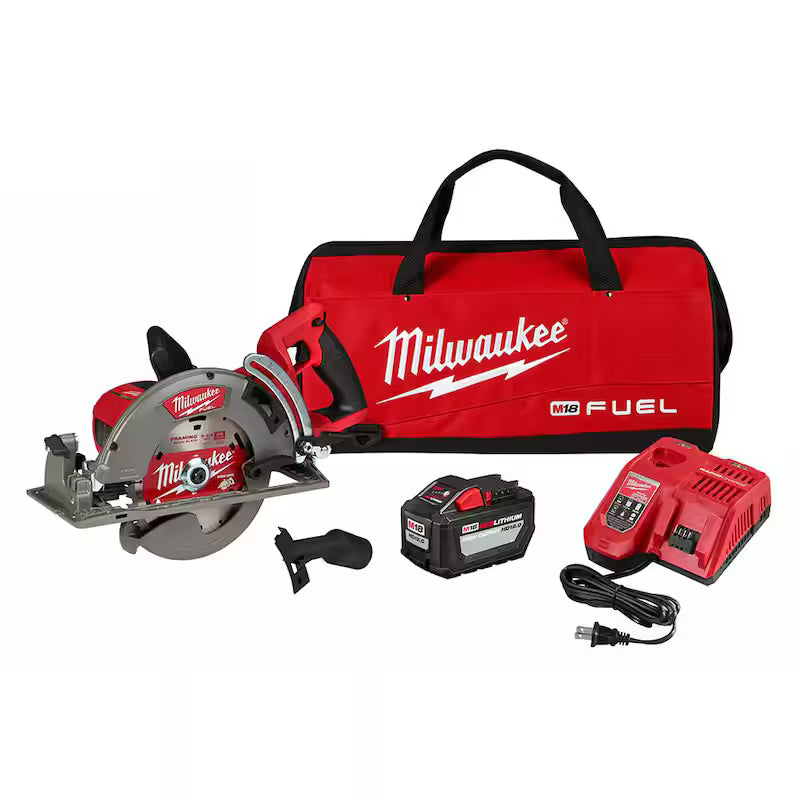 18V Cordless Rear Handle Circular Saw Kit with Battery and Charger U2943