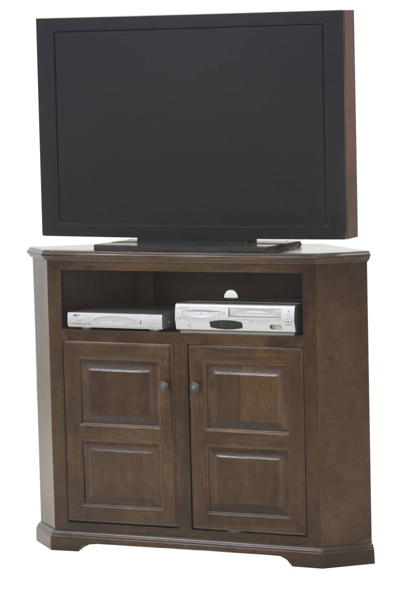 Tall Corner TV Console with 2 Wood Panel Doors R729106
