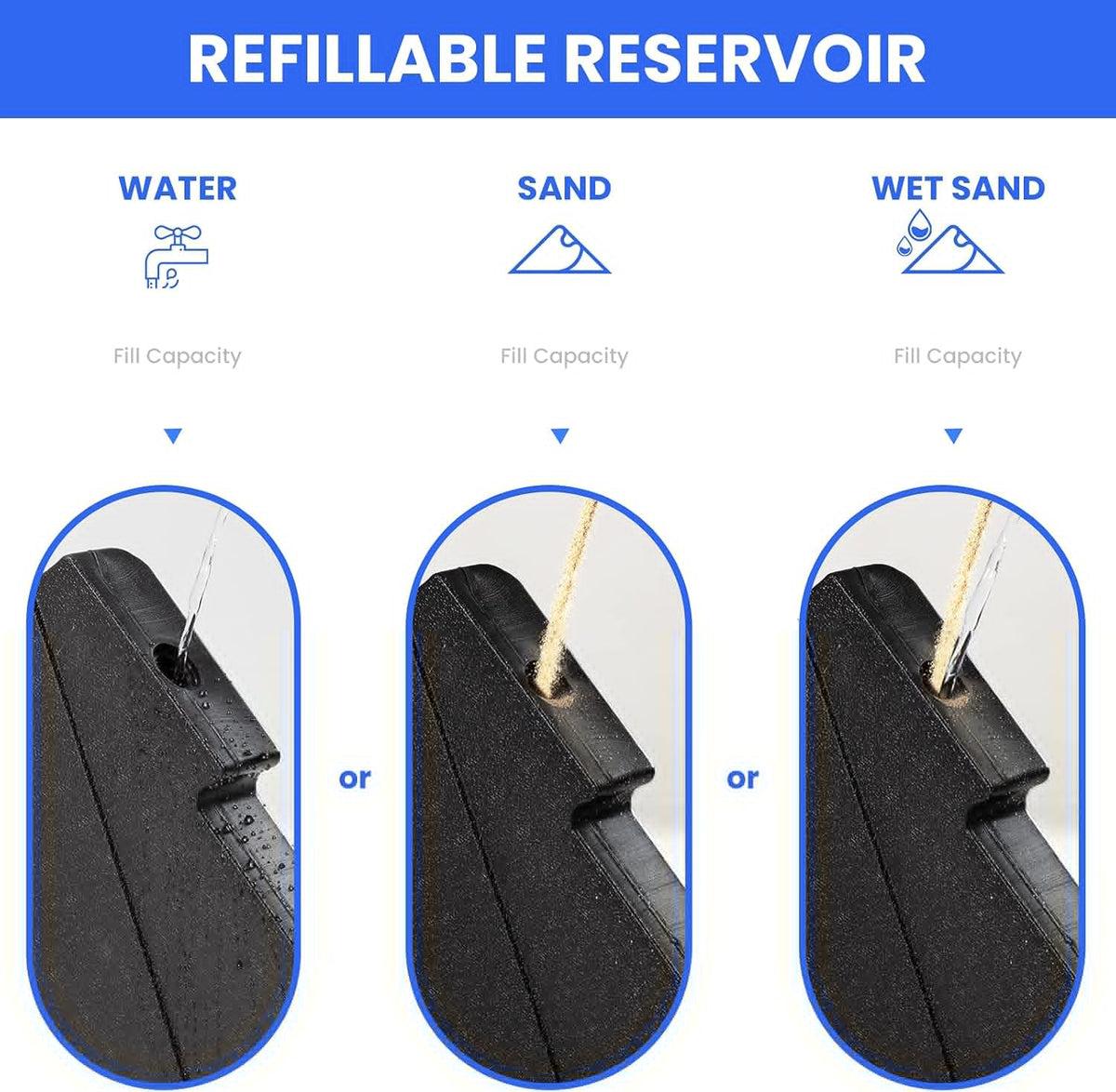 4-Pieces Heavy-Duty Umbrella Base Stand with Locking Black O468