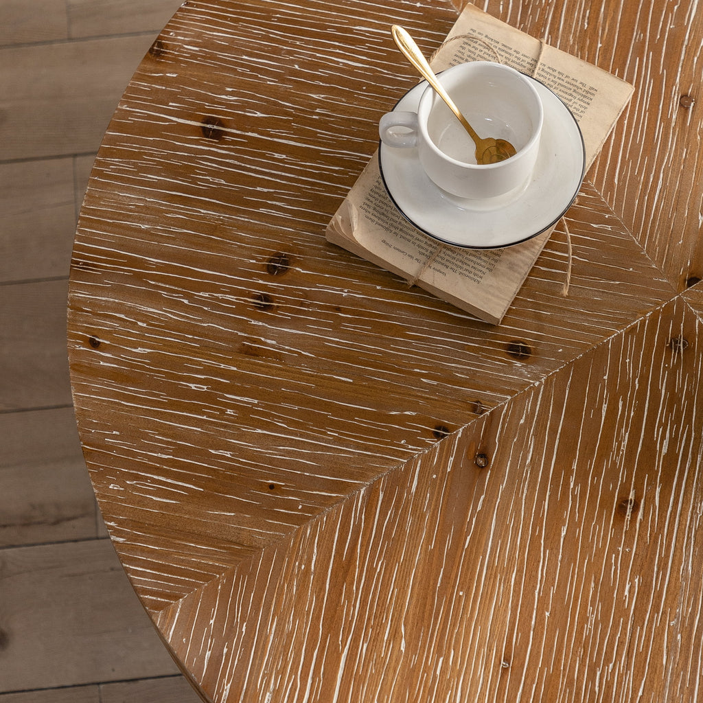 Modern Wood Round Coffee Table with Gold Cross Legs B618634