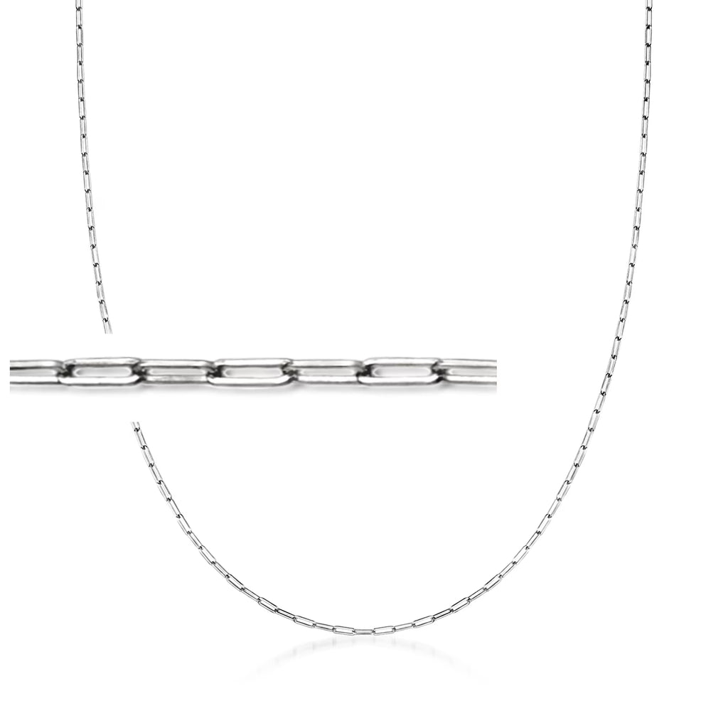14kt White Gold Paper Clip Link Necklace G715
