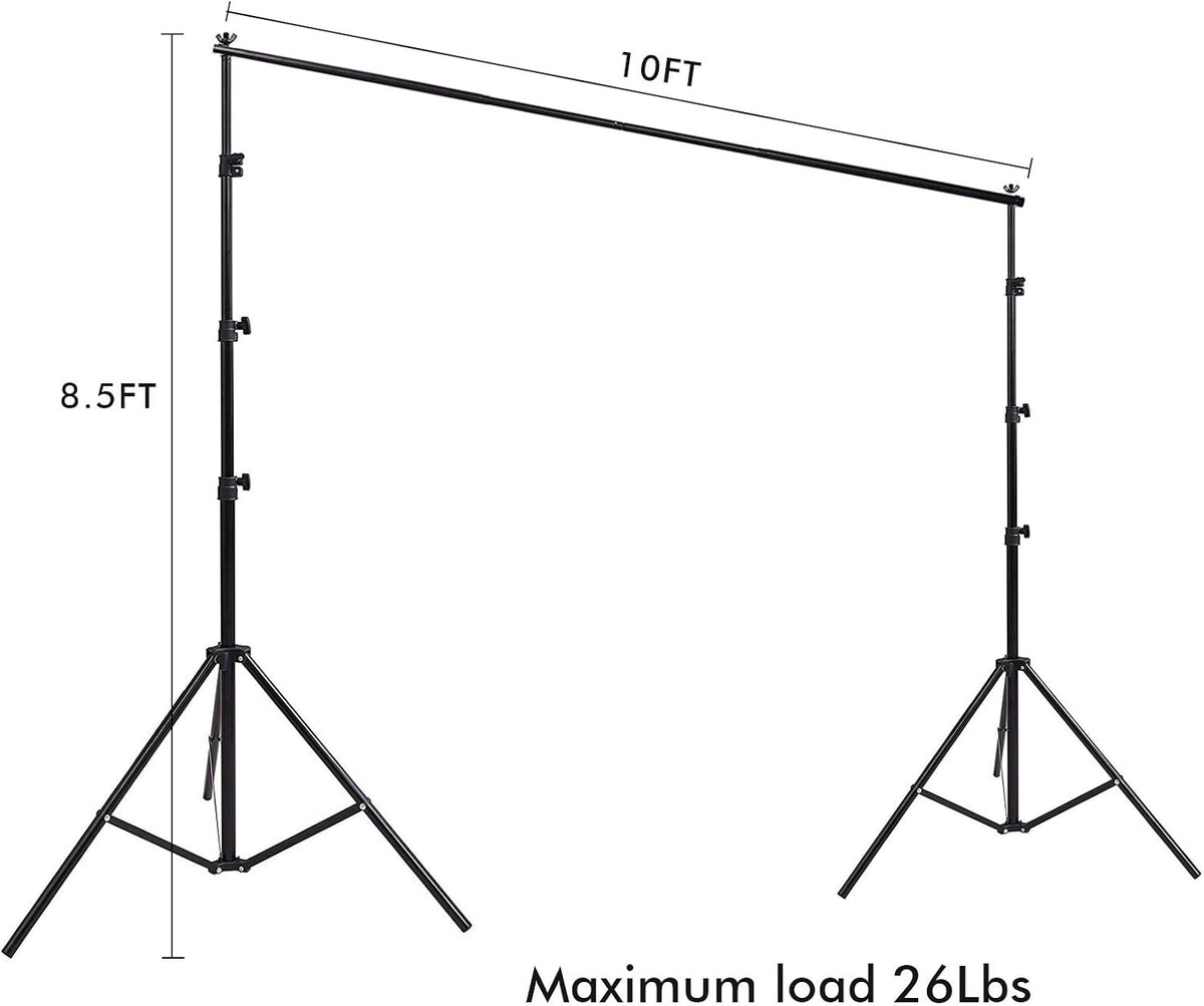 Photo Background Support System with 8.5 x 10ft Backdrop Stand Kit, 6 x 9.5ft Green Screen Backdrop, Carry Bag A14696