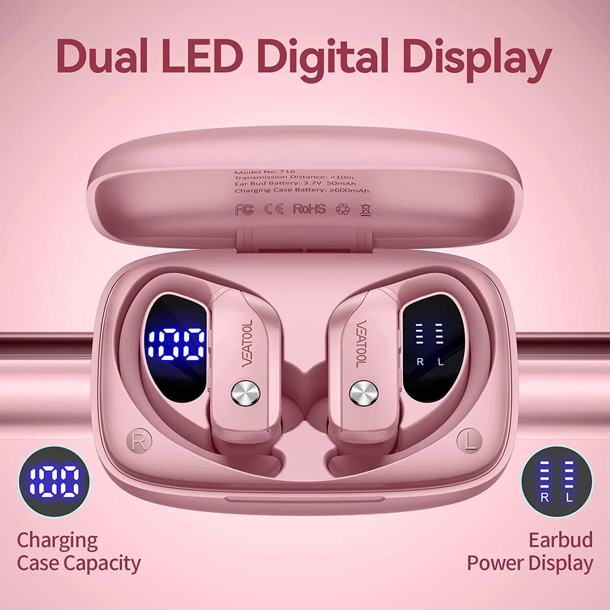 Wireless Bluetooth Earbuds with Earhooks Built-in Mic M971067