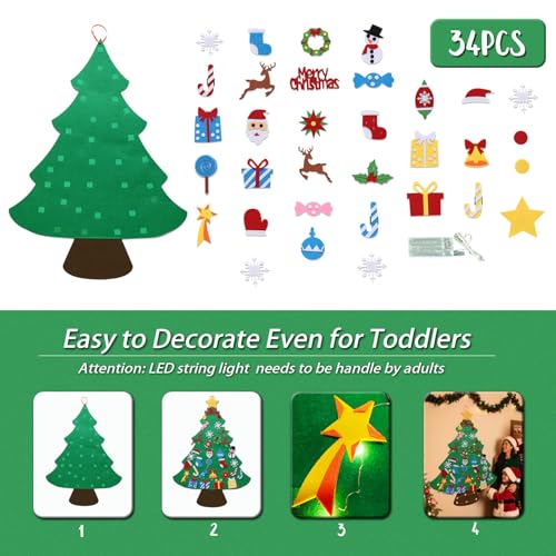 Felt Christmas Tree Set with 34 Detachable Ornament H6015