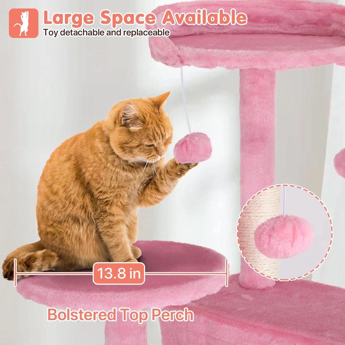 Pink Cat Tree Tower with Scratching Post H33025