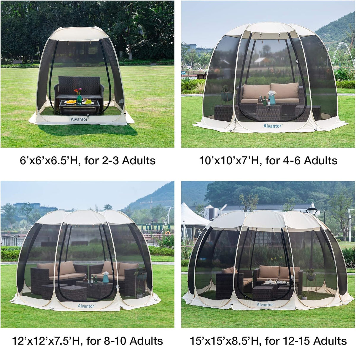 Beige 6'x6' Pop Up Screen House Tent R737