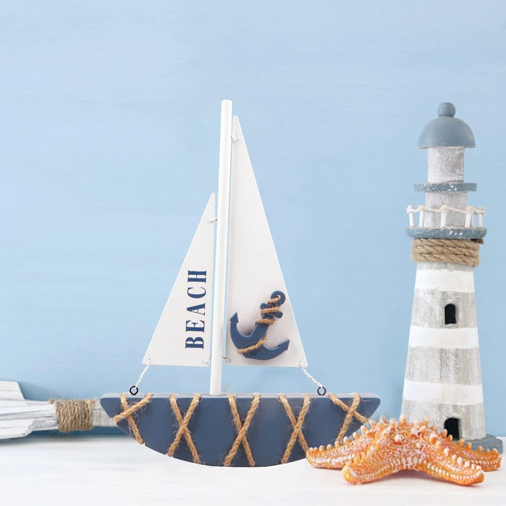 Wooden Sailboat Model Decoration 8.3 x 1.18 x 11 Inches P214