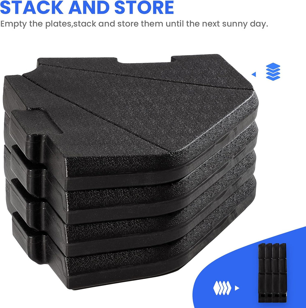 4-Pieces Heavy-Duty Umbrella Base Stand with Locking Black O468