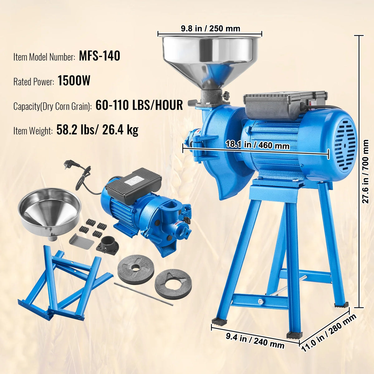 1500W Electric Grain Mill Grinder W90825