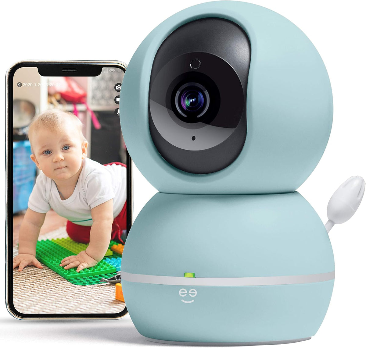 1080p Wireless WiFi Pet and Baby Monitor Camera (Pastel Blue) Q3662