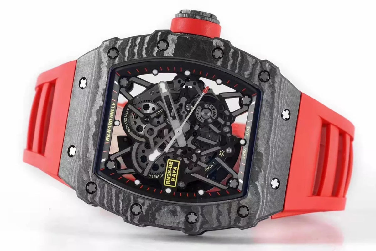 Black Bezel Red Markers Red Rubber Strap D4151
