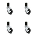 4 x 1.25 inch Hard Rubber Wheel Swivel Casters with Expanding Stem and Brake, Set of 4 M626