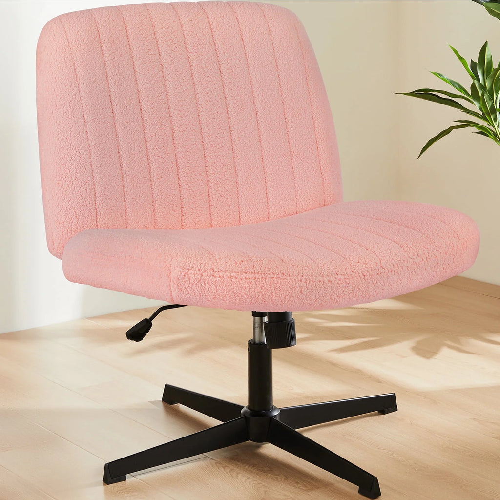Armless Criss Cross Legged Adjustable Swivel Padded Fabric Office Chair Q937726