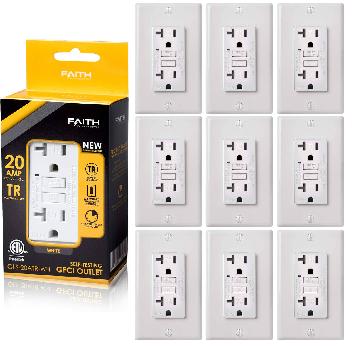 20-Amp 125-Volt GFCI Duplex Tamper Resistant Outlet with Indicator Light and Wall Plate G47772