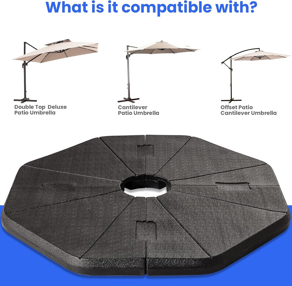 4-Pieces Heavy-Duty Umbrella Base Stand with Locking Black O468