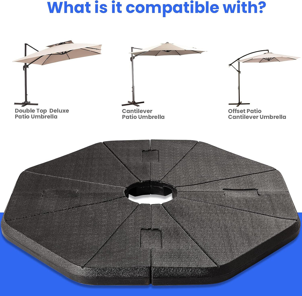 4-Pieces Heavy-Duty Umbrella Base Stand with Locking Black O468