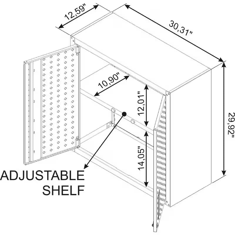 30 in. 2-Shelf Wall Mount Metal Garage Cabinet in White Q316