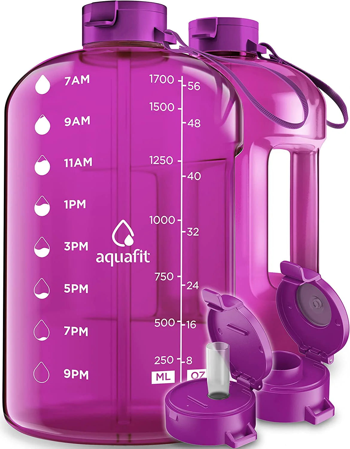 1 Gallon Gray Water Bottle with Time Marker Y354
