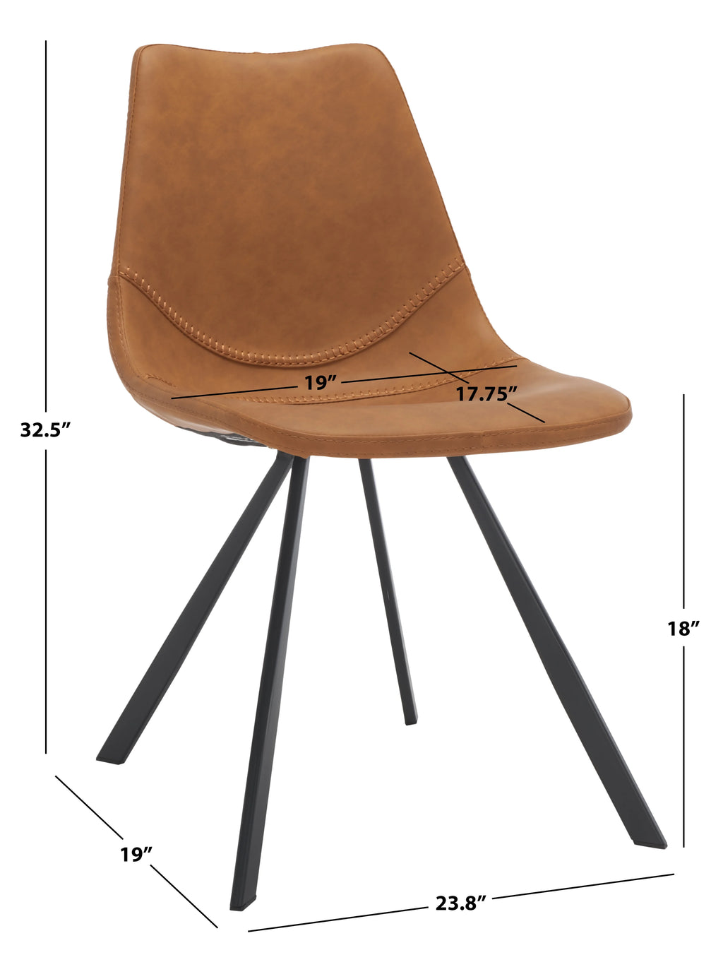 Cognac Tufted Dining Chair Set of 2 K711