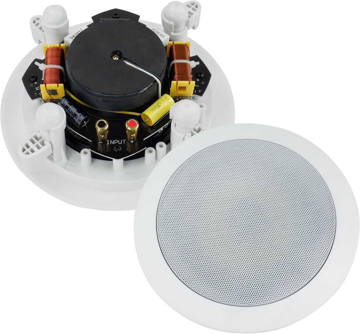 Dual 6-Inch in-Wall/in-Ceiling 2-Way Stereo Sound Speaker with 1" Silk Dome Tweeter and Crossover Network, Pack of 2 S254816