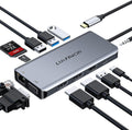 12-in-1 USB C Hub with Dual 4K HDMI, Ethernet, USB 3.0, SD Card Reader B877271