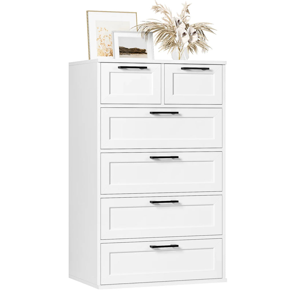 White 6 Drawer Dresser H7123