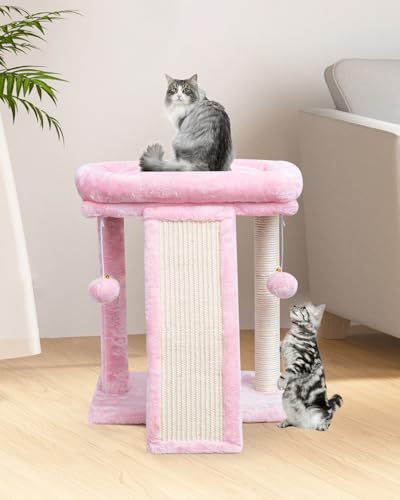 Small Cat Tree with Scratching Post, Light Grey H311