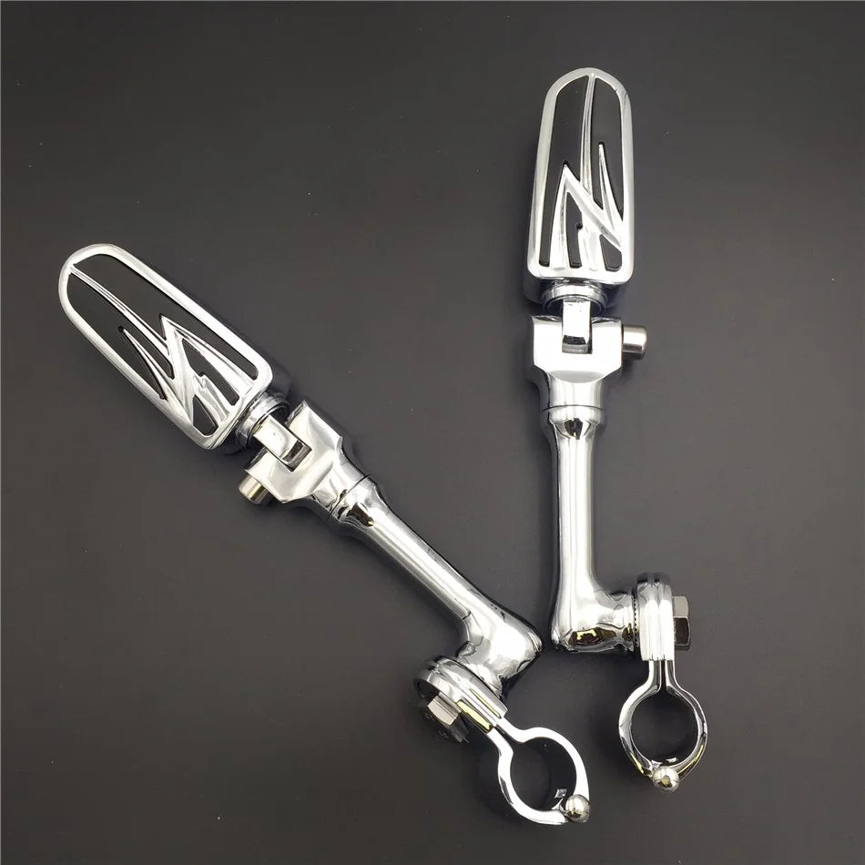 Chrome Angled Mounting Kit Foot Peg for Bike with 1.25" Front Engine Guard Frame Tube O4403