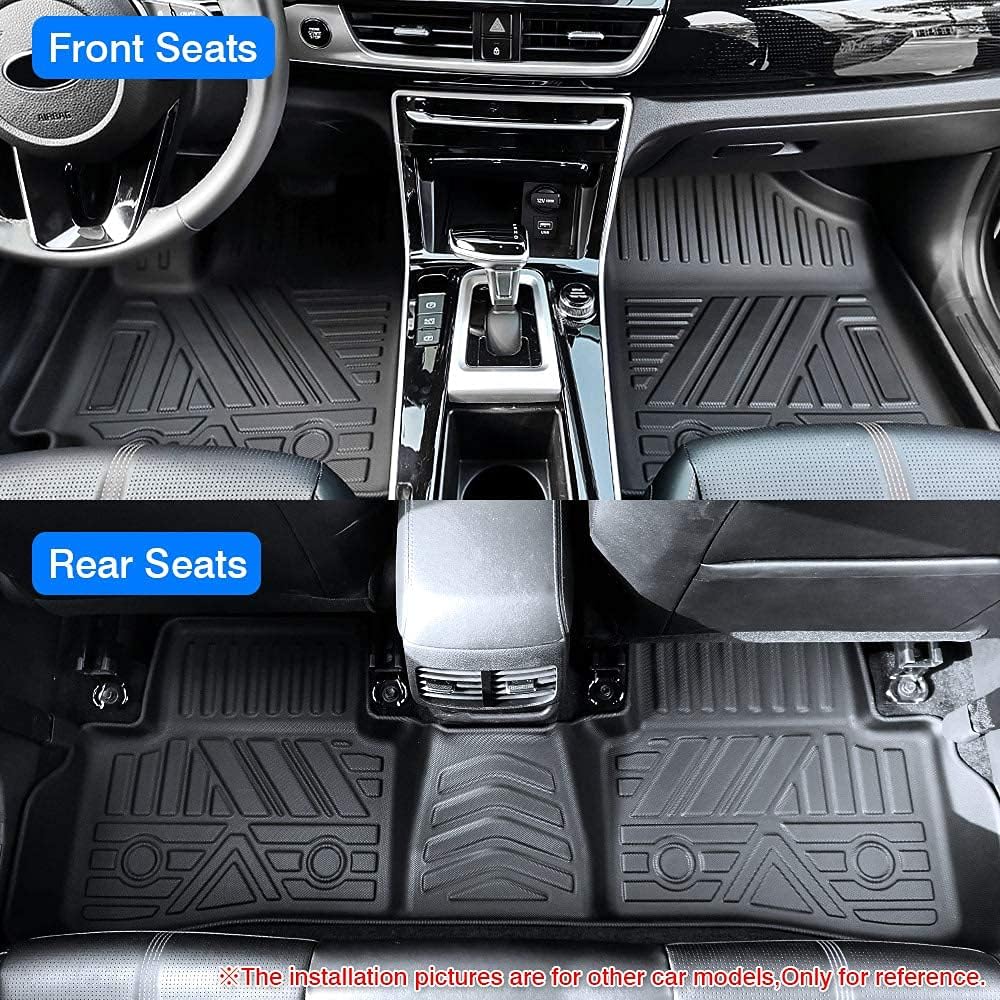 Custom Fit All Weather Rubber Floor Mats 2 Row Set Black G753095