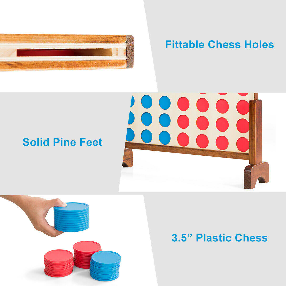 Wooden 4 in A Row Game with Carrying Bag S870032