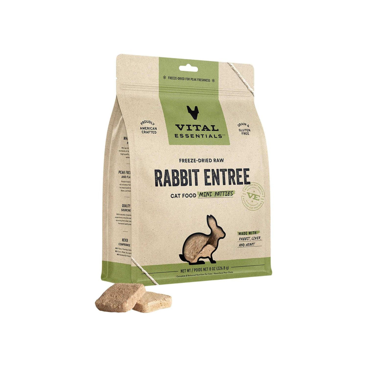 Freeze Dried Raw Rabbit Entree Cat Food Mini Patties T6039