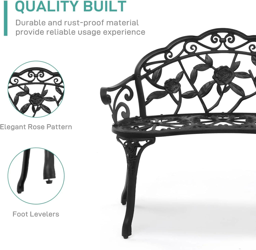 38.5" Metal Rose Bench L5087