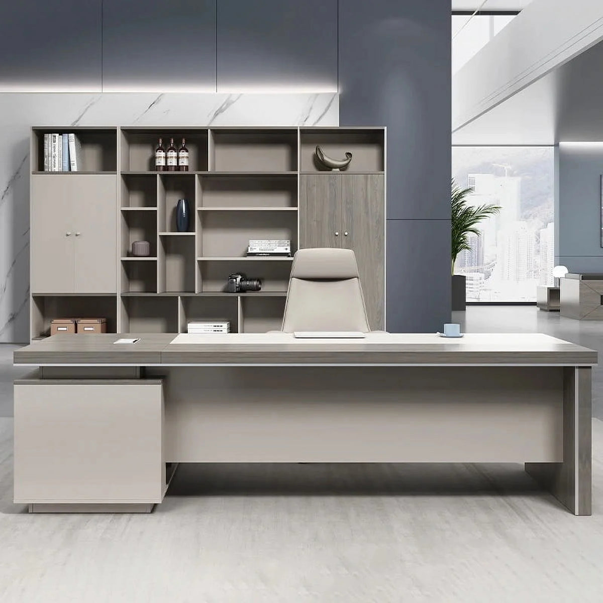 L Shape Computer Desk Table Melamine Y648017