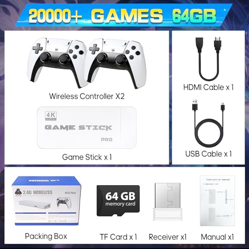 64GB Retro Game Stick with 2 Wireless Controllers Y495784