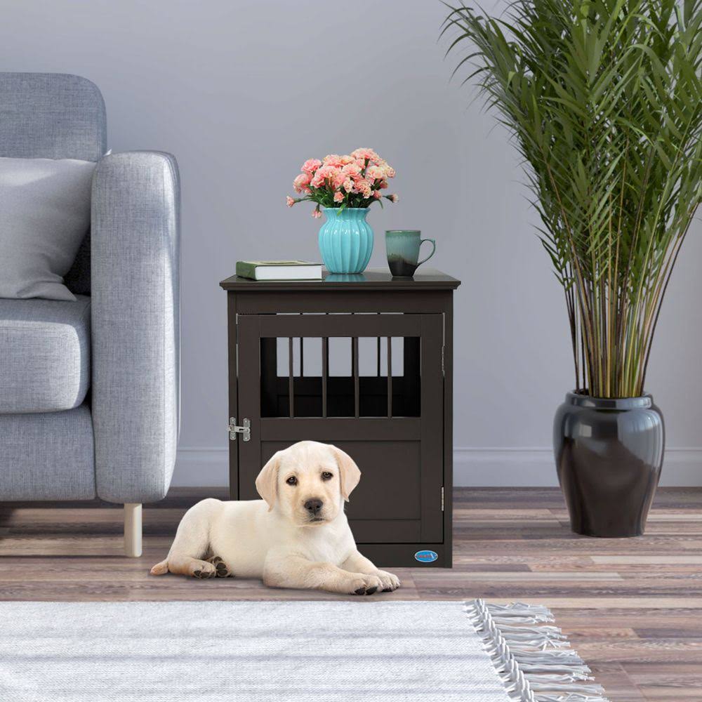 Brown Wooden Pet Crate End Table D92109