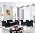 Black 2 Piece Sofa Set with 4 White Pillows B386