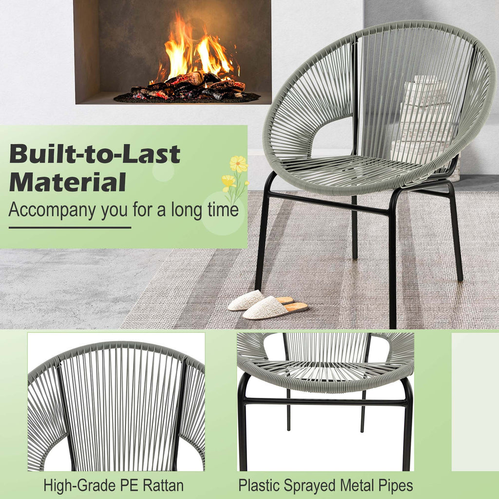 3 Pc Black Plastic Rope Patio Bistro Set T253912