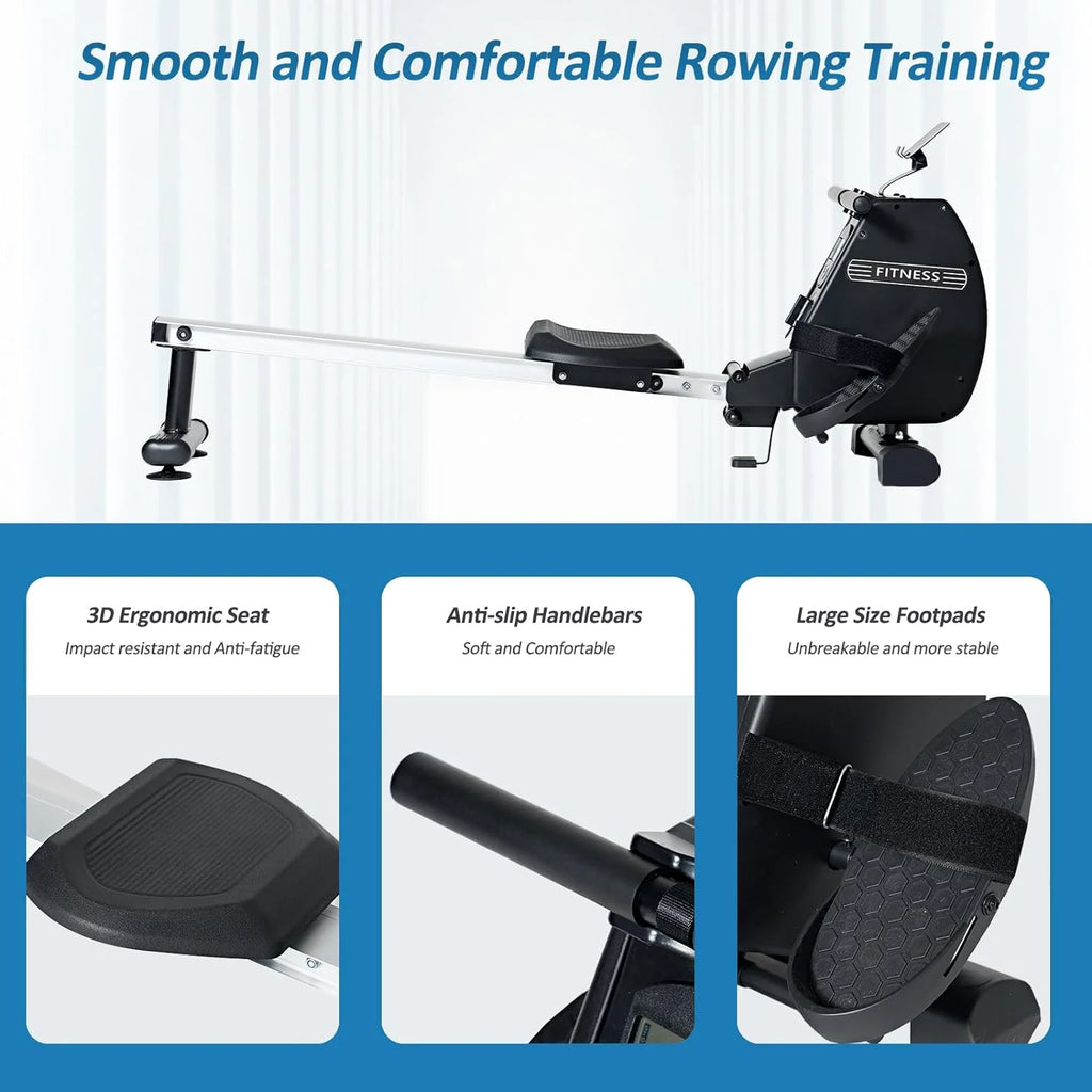 Foldable Magnetic Rowing Machine 8 Levels Resistance 300lbs Weight Capacity Z4302