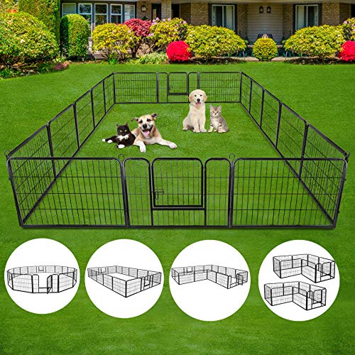 16 Panels 32 in Black Metal Pet Playpen T161