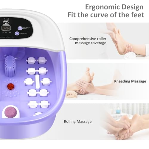 Blue Foot Spa Bath Massager with Heat Bubbles, Vibration Massage, Jets, Red Light, 22 Massage Rollers, Adjustable Temp X3856