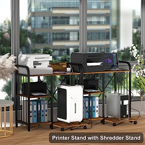 Brown 3-Tier Printer Stand with Wheels M7948