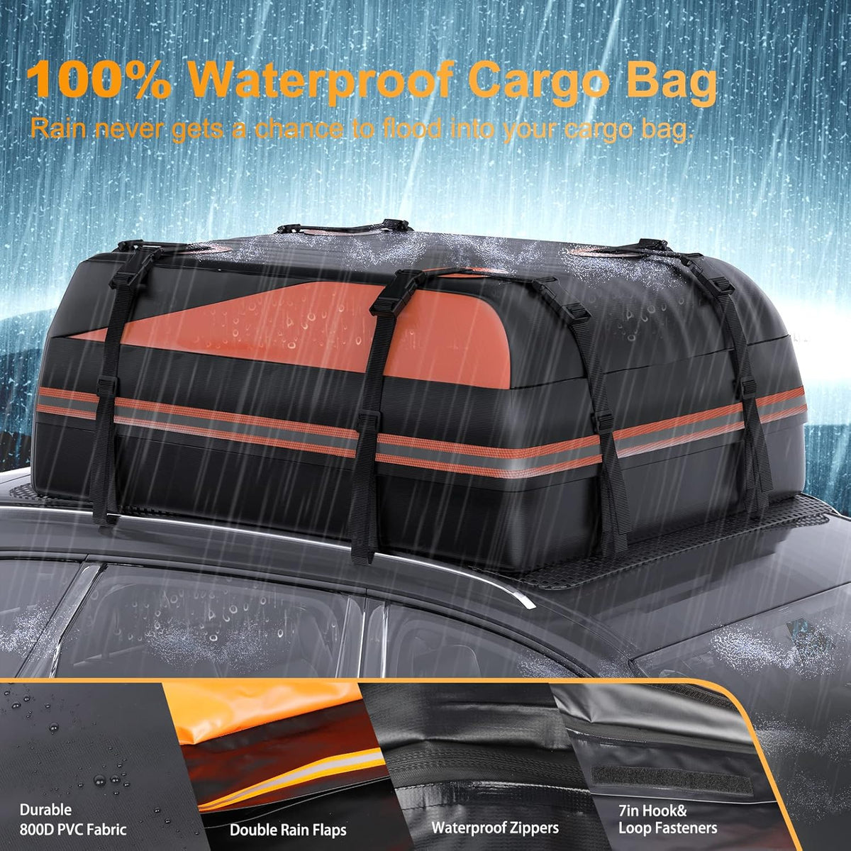 Waterproof 15 Cubic feet Car Rooftop Cargo Carrier Bag A76858