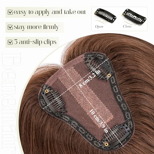 Medium Brown 10 Inch 100% Remy Human Hair Topper N3711