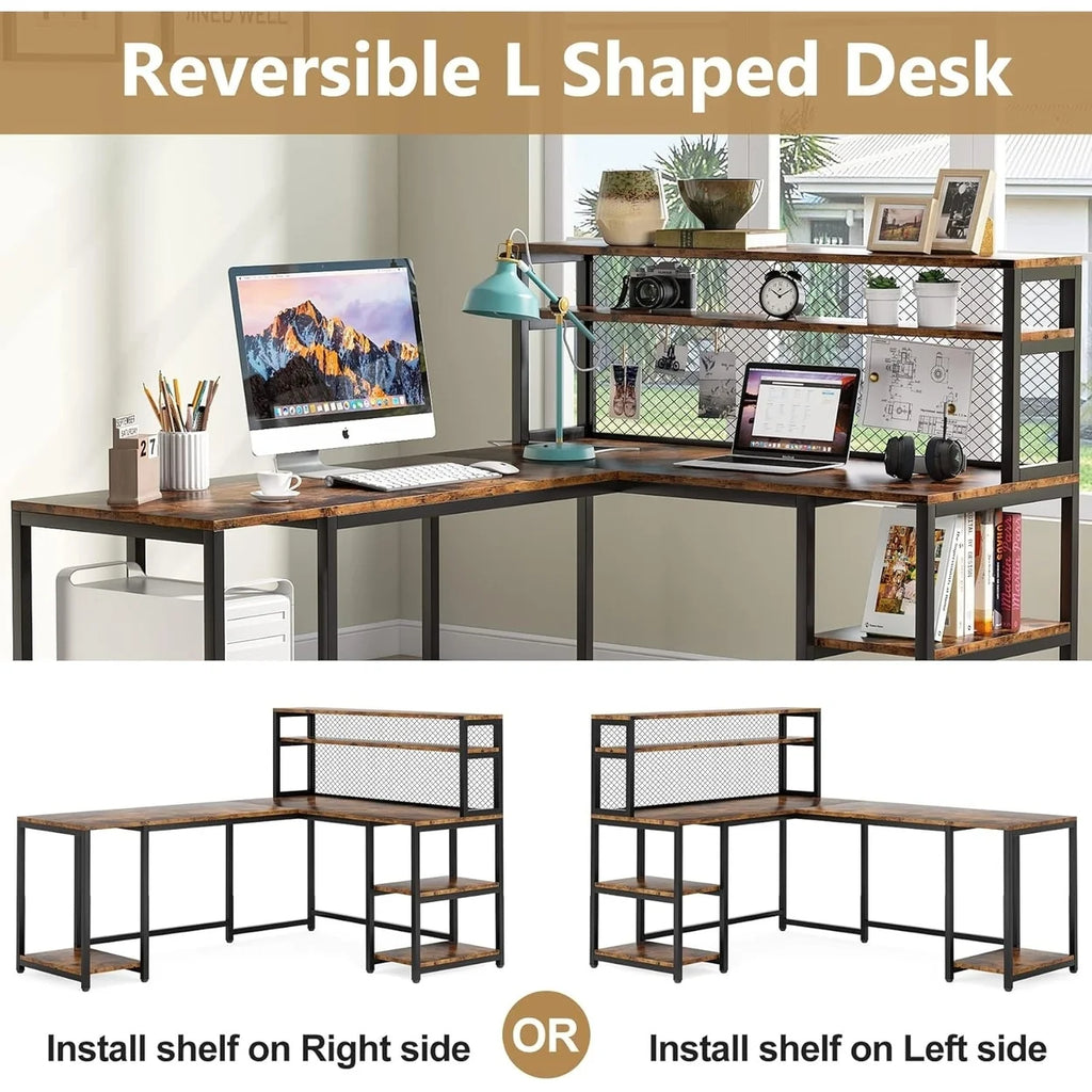 67" Computer Desk with Hutch P651