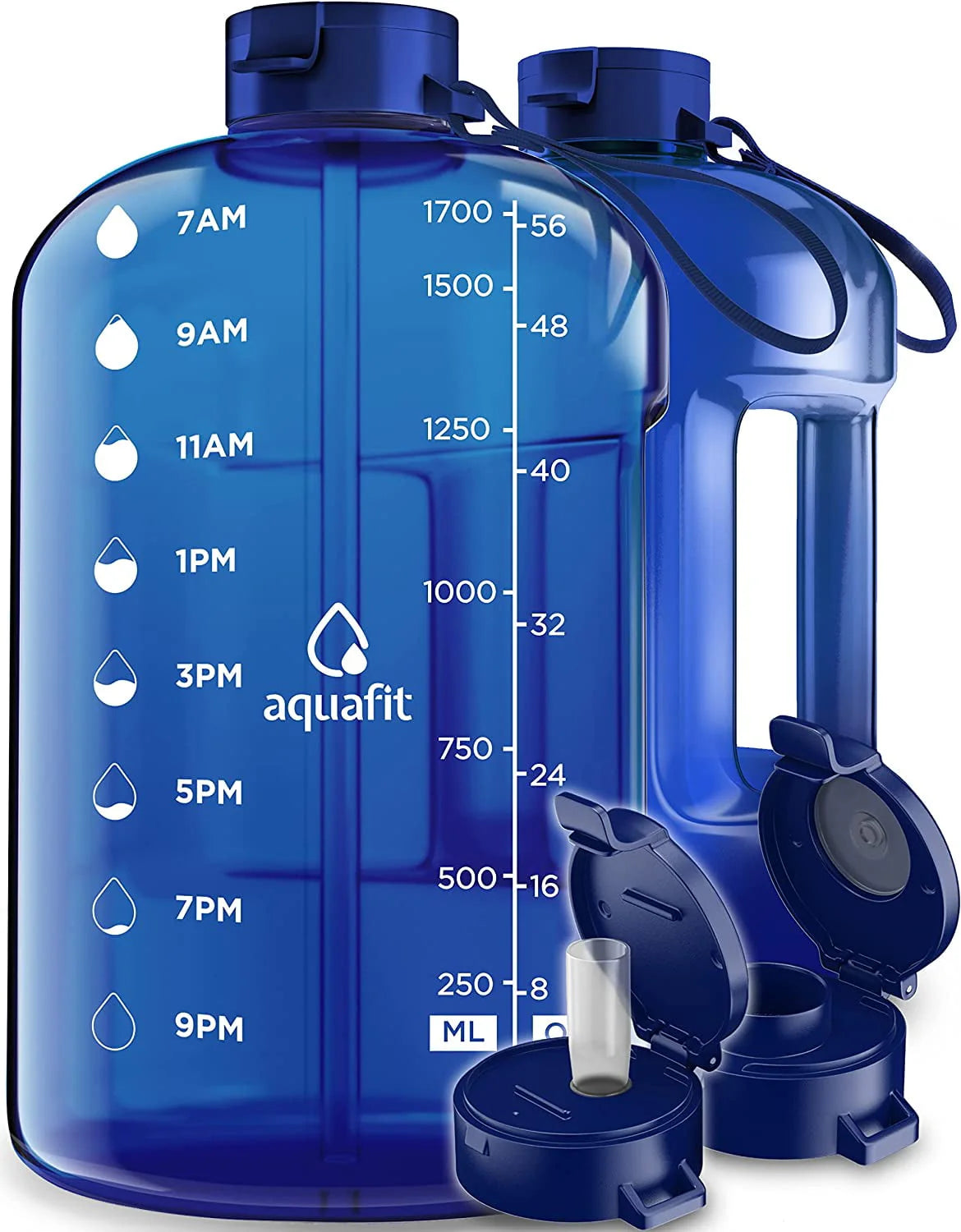 1 Gallon Gray Water Bottle with Time Marker Y354