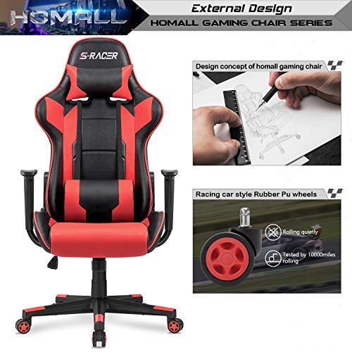 White Ergonomic Leather Gaming Chair with Headrest and Lumbar Support D282450