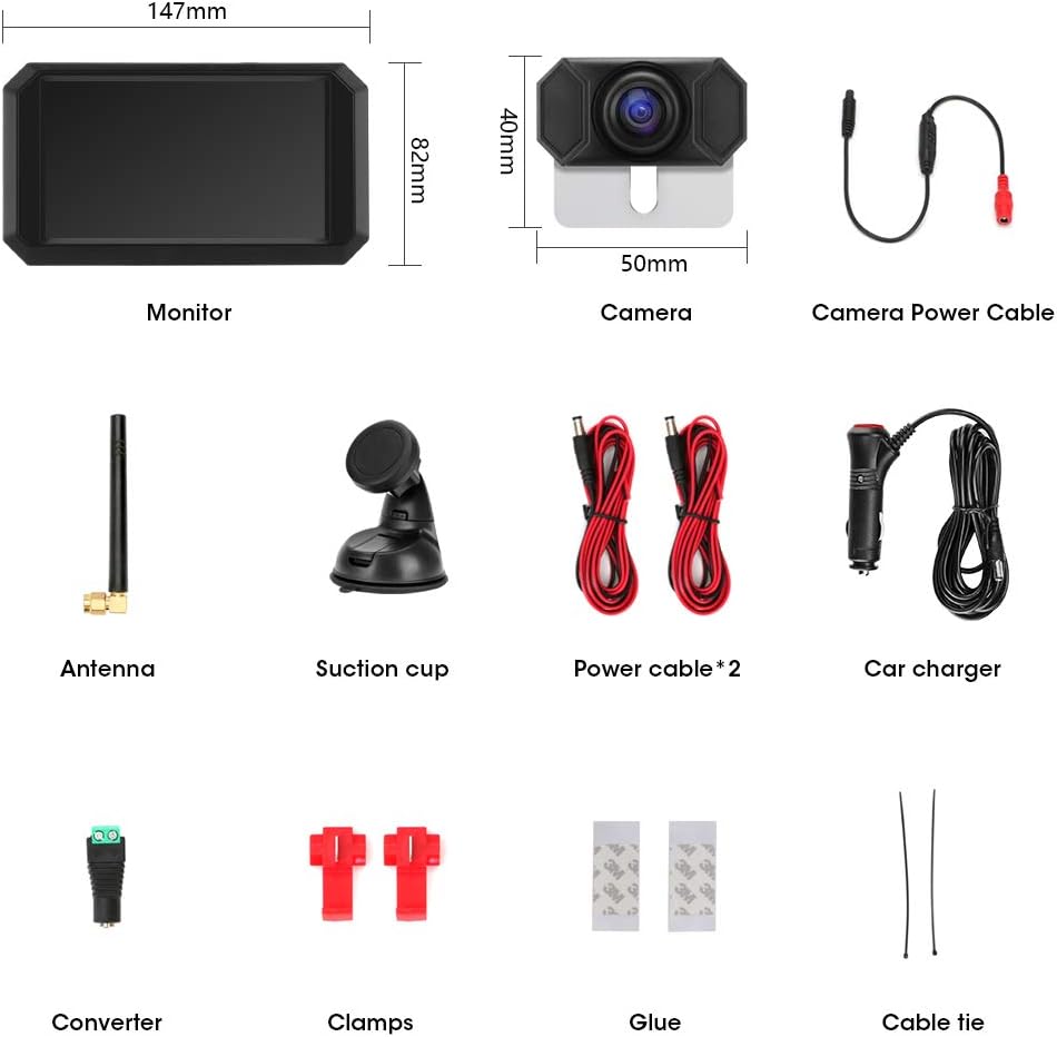Wireless Backup Camera with 5'' Monitor, Waterproof Night Vision Camera M60251