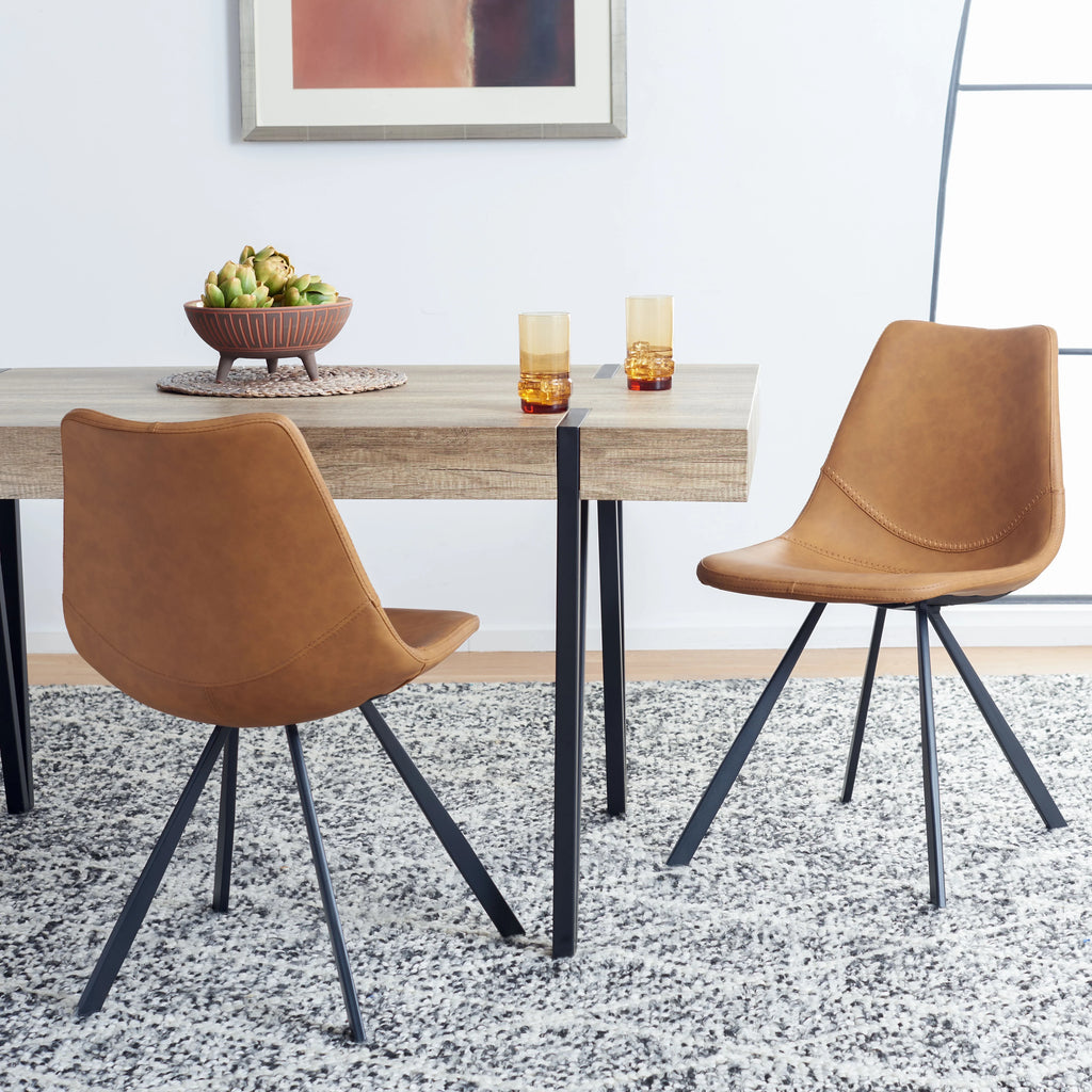 Cognac Tufted Dining Chair Set of 2 K711