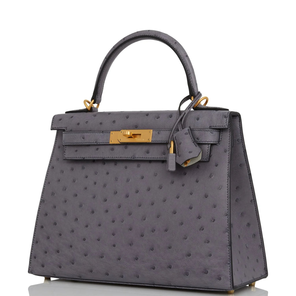 Gris Agate and Gris Perle Ostrich Bag E12723