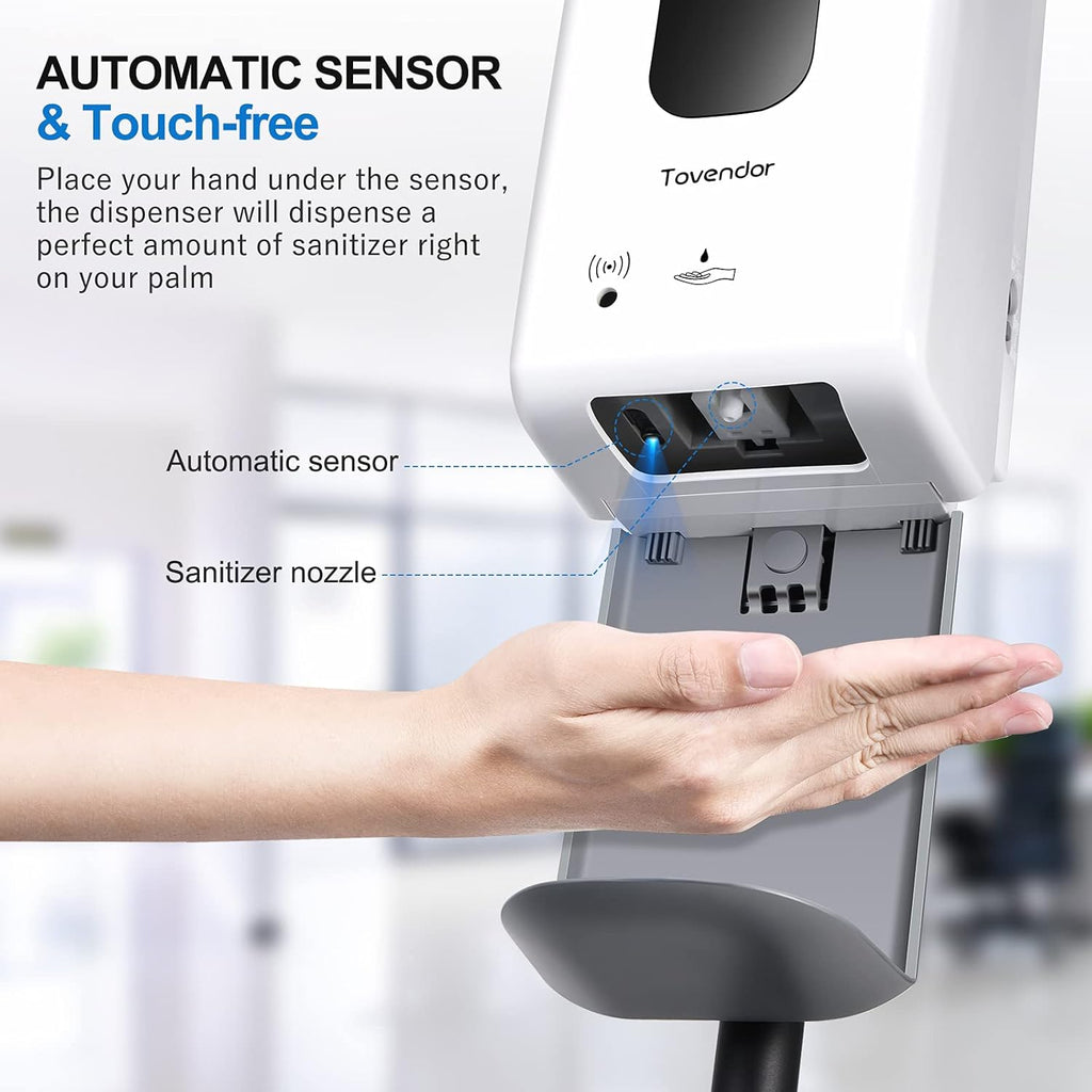 Automatic Hand Sanitizer Dispenser with Stand and Drip Catcher, Infrared Sensor Touchless, Refillable 1200ml Bottle L98351